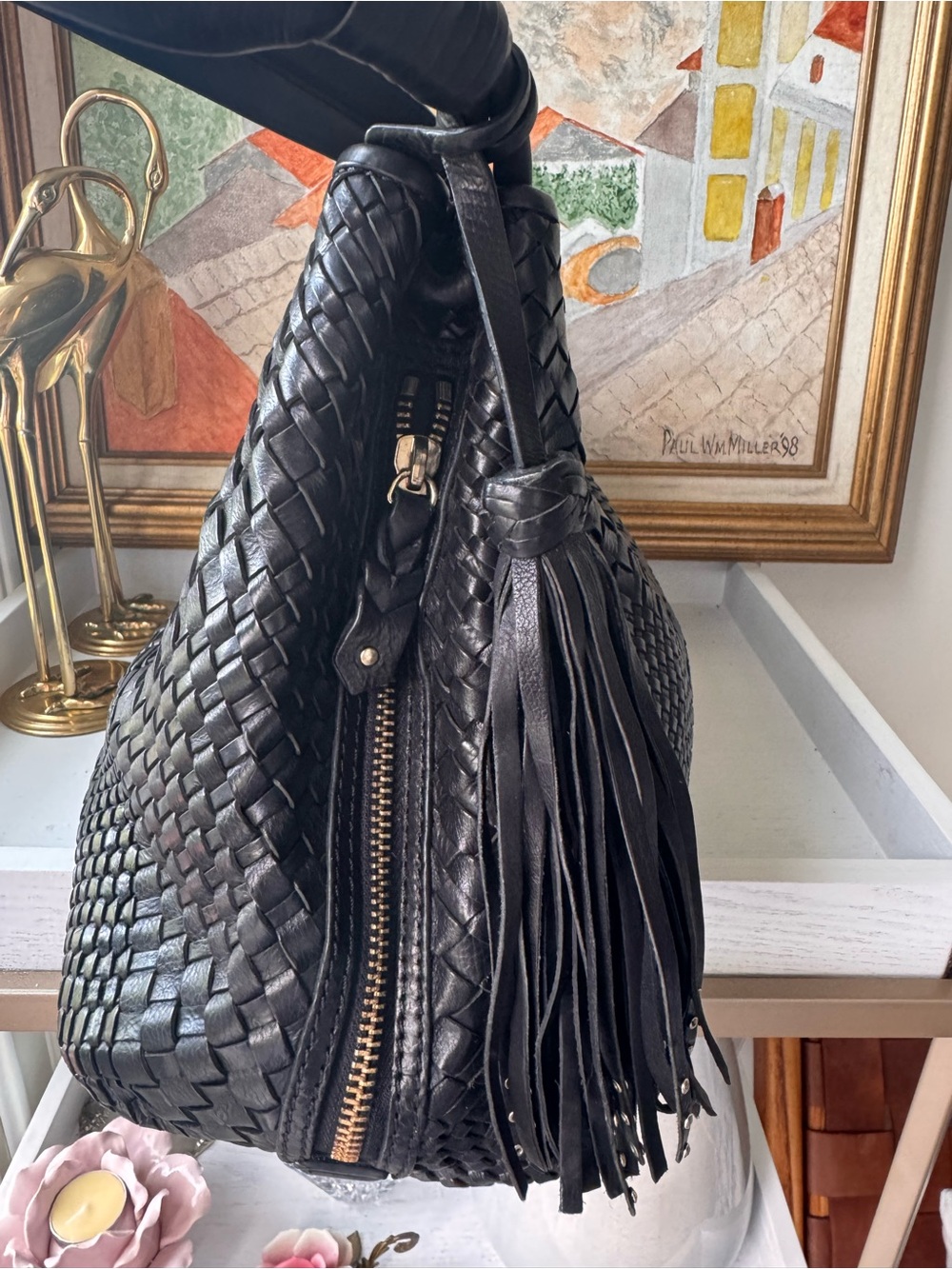 Massimo Dutti braided π― leather with Tassel and Studs Timeless luxury Chic Boho - Picture 4 of 13